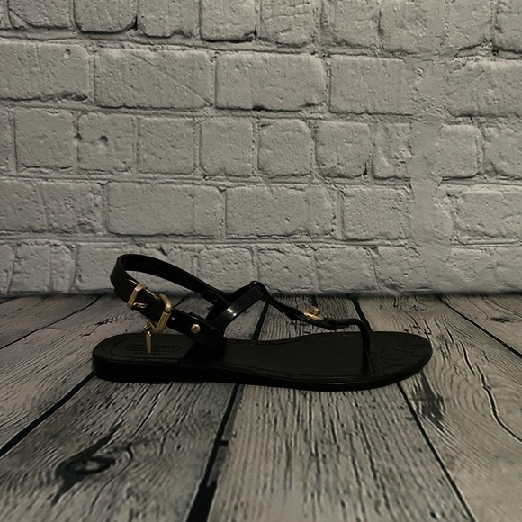 Coach Pier Shiny Black Jelly Sandals Size 5 - Picture 8 of 13